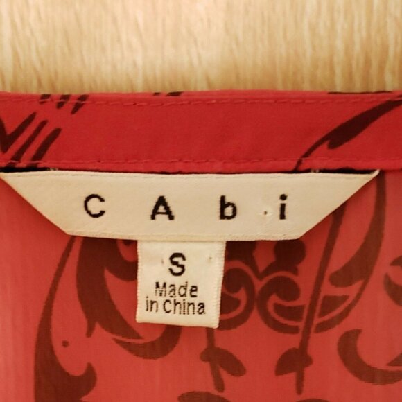 Cabi Women's Sheer Floral Maroon Blouse. Small - Picture 4 of 6